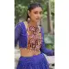 Women Blue Faux Georgette Navratri Chaniya Choli Kutchi Gamthi Embroidery Work Plus Size
