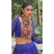 Women Blue Faux Georgette Navratri Chaniya Choli Kutchi Gamthi Embroidery Work - 160361016
