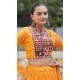 Women Navratri Chaniya Choli Yellow Kutchi Gamthi Embroidery Work Bandhej Printed - 160361019