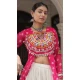 Women Pink Faux Georgette Bandhani Printed Kutchi Patch Work - 160471089