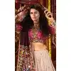Women Viscose Cotton Navratri Chaniya Choli Beige Designer Embroidery Work Plus Size