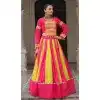 Women Navratri Chaniya Choli Gamthi Mirror Embroidery Work Roman Silk Pink Plus Size