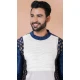 White Navy Blue Banarasi Silk Weaving Work Mens Kurta Pajama - 12103205260