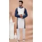 White Navy Blue Banarasi Silk Weaving Work Mens Kurta Pajama - 12103205260