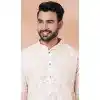 Cream Mono With Digital Print Plus Size Mens Kurta Pajama - 12103205264