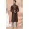 Coffee Banarasi Silk Weaving Work Mens Kurta Pajama - 12103205268