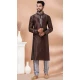 Coffee Banarasi Silk Weaving Work Mens Kurta Pajama - 12103205268