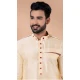 Cream Banarasi Silk Weaving Work Mens Kurta Pajama - 12103205270