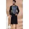Black Banarasi Silk Weaving Work Plus Size Mens Kurta Pajama - 12103205271