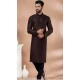 Coffee Banarasi Silk Weaving Work Mens Kurta Pajama - 12103205272