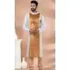 White Chiku Banarasi Silk Weaving Work Plus Size Mens Kurta Pajama - 12103205273
