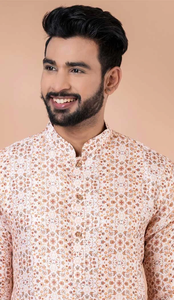 Multi Color Digital Print Cotton Mens Kurta Pajama - 12103205277