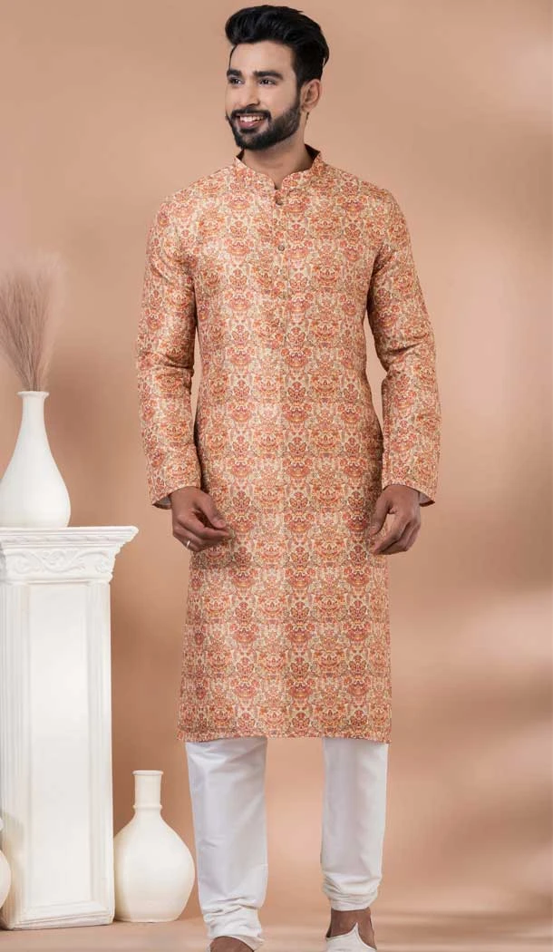 Multi Color Cotton With Digital Print Mens Kurta Pajama - 12103205278