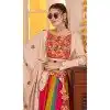 Women Navratri Chaniya Choli Viscose Cotton Designer Embroidery Work Beige Plus Size