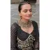Women Lahariya Printed Gota Patti Lace Work Navratri Chaniya Choli Black Plus Size