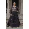 Women Lahariya Printed Gota Patti Lace Work Navratri Chaniya Choli Black Plus Size