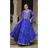 Women Blue Gota Patti Lace Work Lahariya Printed Navratri Chaniya Choli Plus Size
