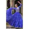 Women Blue Gota Patti Lace Work Lahariya Printed Navratri Chaniya Choli Plus Size