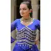 Women Blue Gota Patti Lace Work Lahariya Printed Navratri Chaniya Choli Plus Size