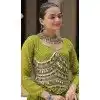 Women Navratri Chaniya Choli Gota Patti Lace Work Faux Georgette Parrot Green Plus Size