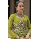 Women Navratri Chaniya Choli Gota Patti Lace Work Faux Georgette Parrot Green - 160841261