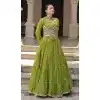 Women Navratri Chaniya Choli Gota Patti Lace Work Faux Georgette Parrot Green Plus Size
