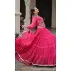 Women Pink Gota Patti Lace Work Faux Georgette Lahariya Printed Plus Size