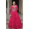 Women Pink Gota Patti Lace Work Faux Georgette Lahariya Printed Plus Size