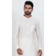 Viscose Plain Mens Pathani Kurta With Pajama In White - 12124205518