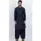 Viscose Plain Mens Pathani Kurta With Pajama In Black - 12124205519