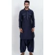 Viscose Plain Mens Pathani Kurta With Pajama In Black - 12124205519