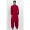 Viscose Plain Mens Pathani Kurta With Pajama In Red - 12124205520