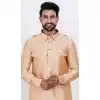 Viscose Plain Mens Pathani Plus Size Kurta With Pajama In Chiku - 12124205521