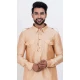 Viscose Plain Mens Pathani Kurta With Pajama In Chiku - 12124205521