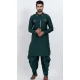 Viscose Plain Mens Pathani Kurta With Pajama In Rama - 12124205522