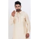 Viscose Plain Mens Pathani Kurta With Pajama In Cream - 12124205523