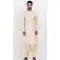 Viscose Plain Mens Pathani Kurta With Pajama In Cream - 12124205523