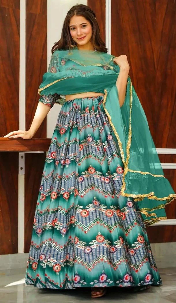 Women Multy Silk Navratri Chaniya Choli Designer Digital Printed - 160851268