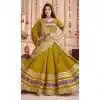 Women Designer Embroidery Work Viscose Cotton Green Navratri Chaniya Choli Plus Size