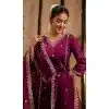 Purple Silk Blend Resham Work Festival Wear Readymade Plus Size Salwar Kameez - 12135205736