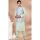 Lime Green Banarasi Silk Digital Printed Part Wear Mens Kurta With Jacket - 12144205816