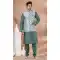 Green Banarasi Silk Digital Printed Part Wear Mens Kurta With Jacket - 12144205817