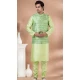 Banarasi Silk Digital Printed Part Wear Mens Kurta With Jacket In Lime Green - 12144205821