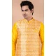 Yellow Banarasi Silk Digital Printed Part Wear Mens Kurta With Jacket - 12144205824