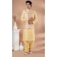 Light Yellow Banarasi Silk Digital Printed Part Wear Mens Kurta With Jacket - 12144205827