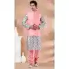 Function Wear Multi Color Silk Digital Printed Readymade Plus Size Mens Kurta With Jacket - 12144205829