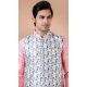 Banarasi Silk Digital Printed Part Wear Mens Kurta With Jacket In Pink - 12144205830