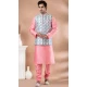 Banarasi Silk Digital Printed Part Wear Mens Kurta With Jacket In Pink - 12144205830