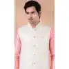 Pink Digital Printed Banarasi Silk Part Wear Plus Size Mens Kurta With Jacket - 12144205832