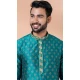 Rama Green Banarasi Dupion Weaving Work Party Wear Mens Kurta Pajama - 12115205422